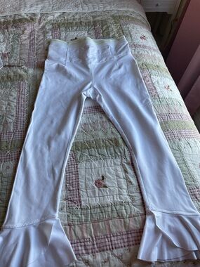 FP White Ruffle Hem Leggings